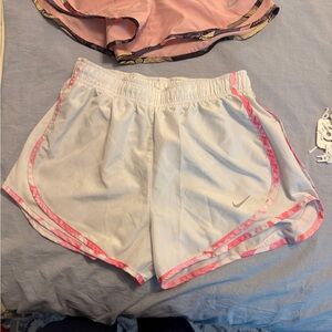 Nike White Women's Athletic Shorts with Pink Trim